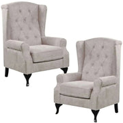 Mellowly Chesterfield Wingback Armchair Sofa Set of 2 - Beige