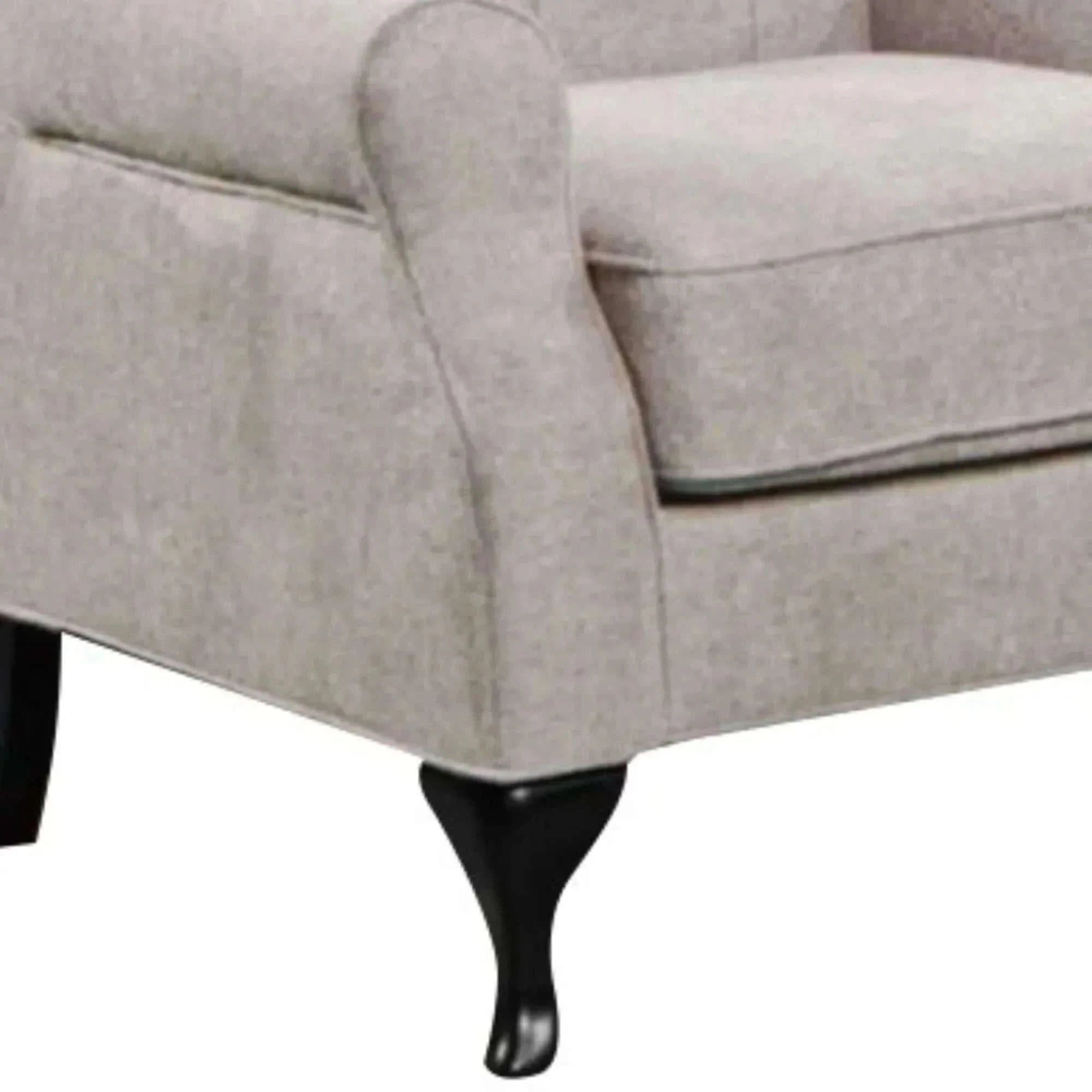 Mellowly Upholstered Chesterfield Fabric Wingback Armchair Sofa - Beig