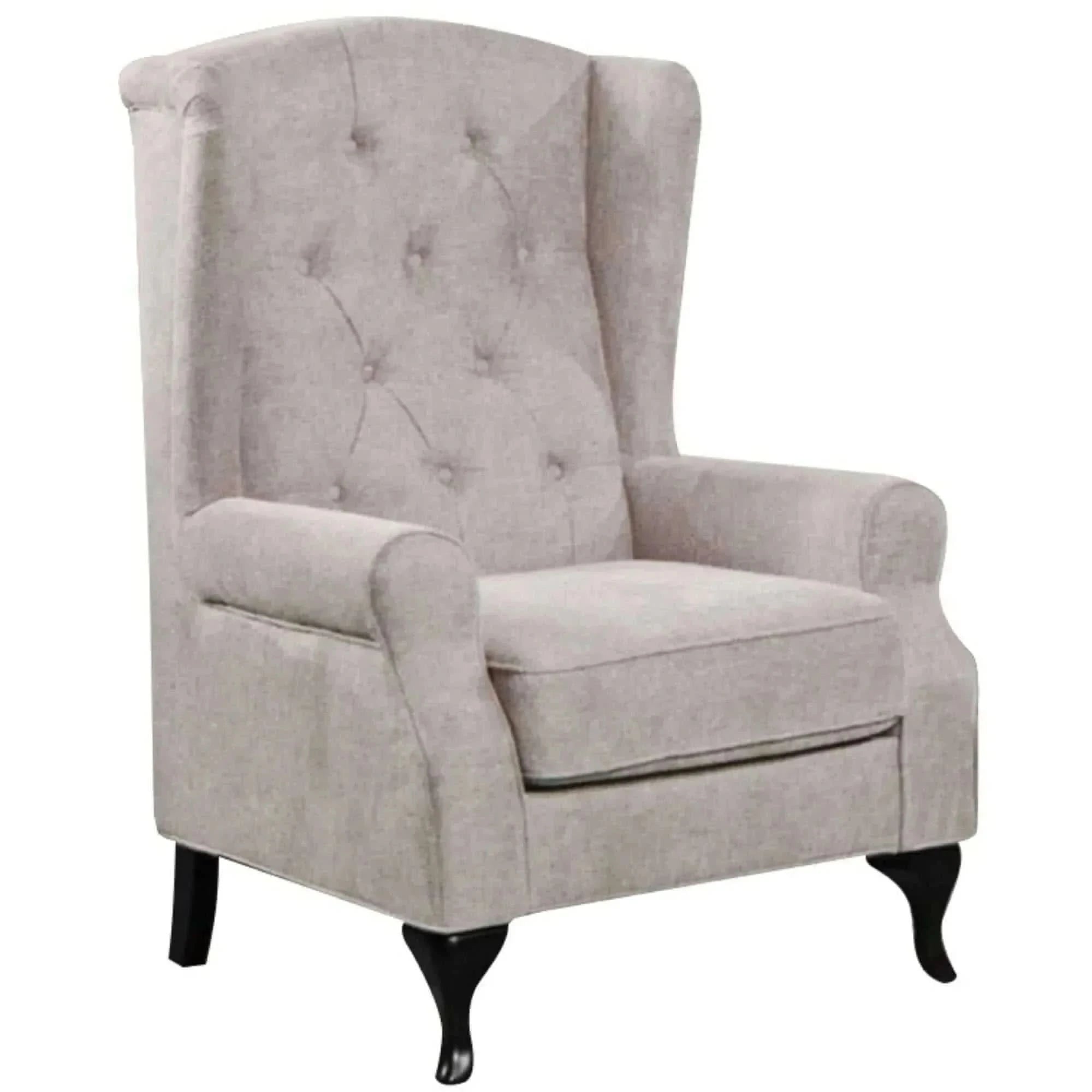 Mellowly Upholstered Chesterfield Fabric Wingback Armchair Sofa - Beig