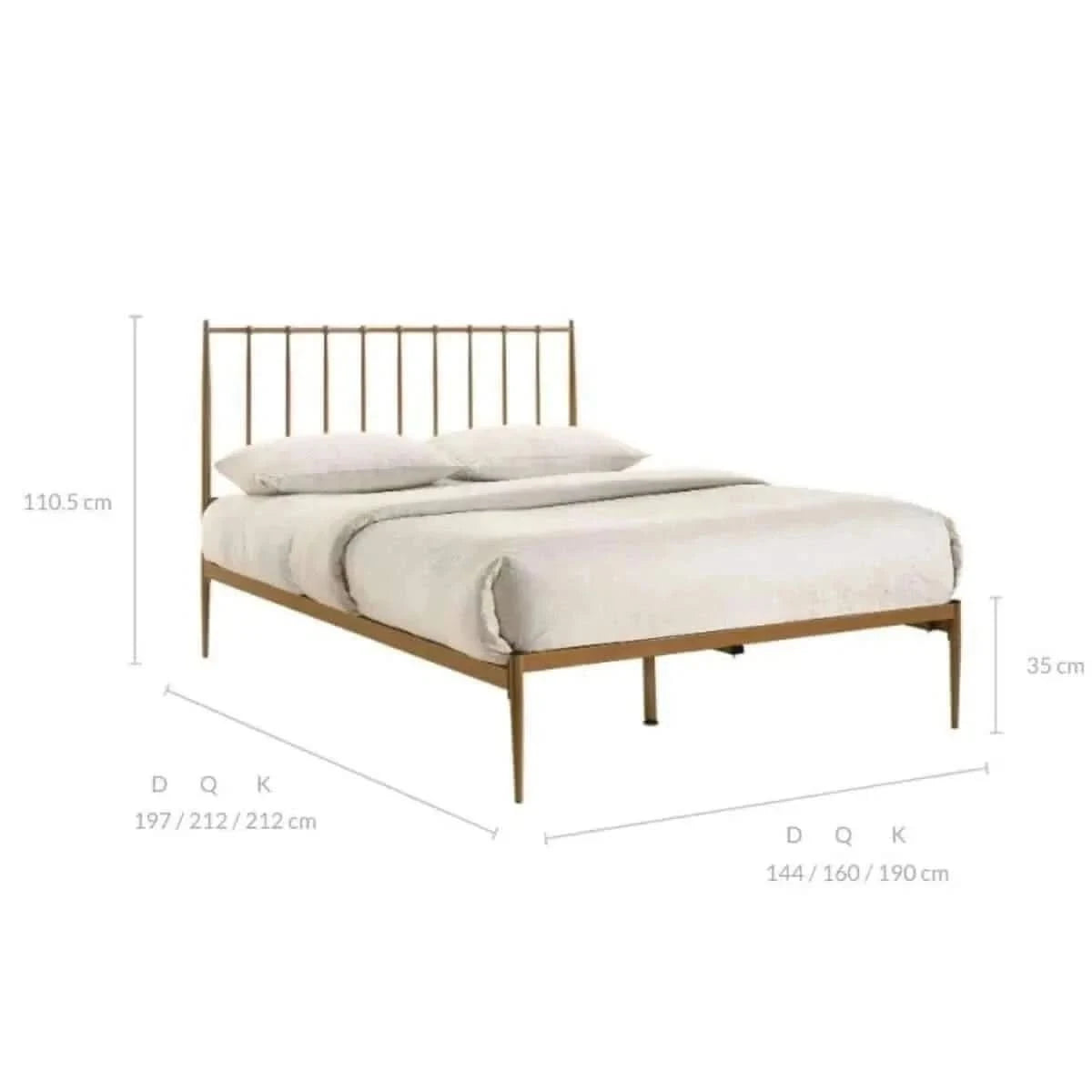 Mid Century Metal Bed Frame Double - Gold