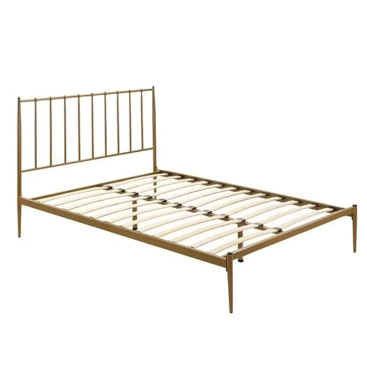 Mid Century Metal Bed Frame Double - Gold
