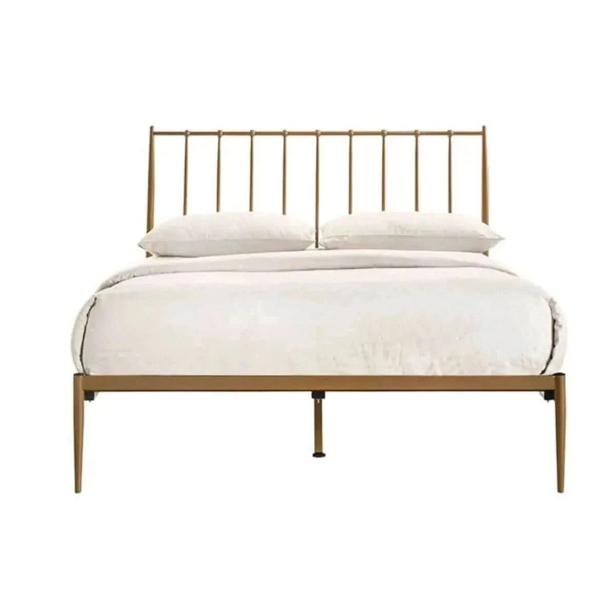 Mid Century Metal Bed Frame Double - Gold