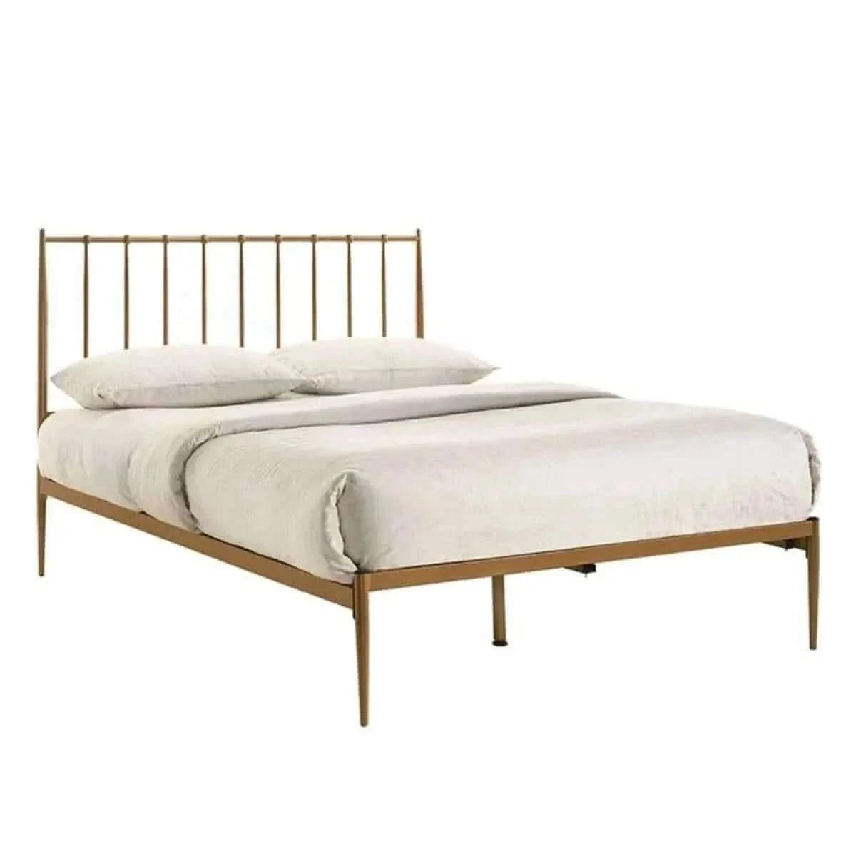 Mid Century Metal Bed Frame Double - Gold