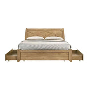 Mica Natural Wooden Bed Frame King With Storage Drawers