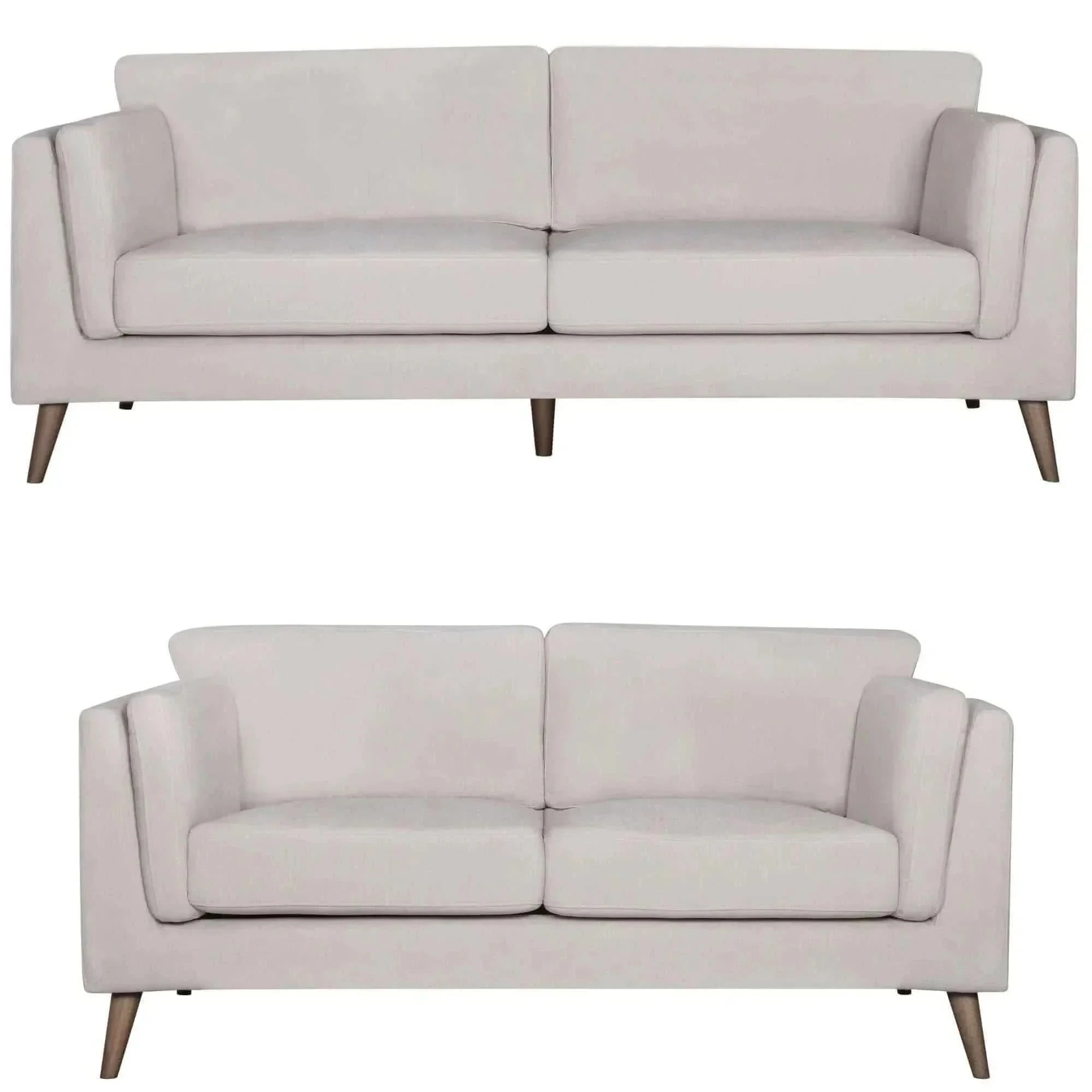 Nooa Fabric Upholstered 3 Seater and 2 Seater Sofa Set - Stone