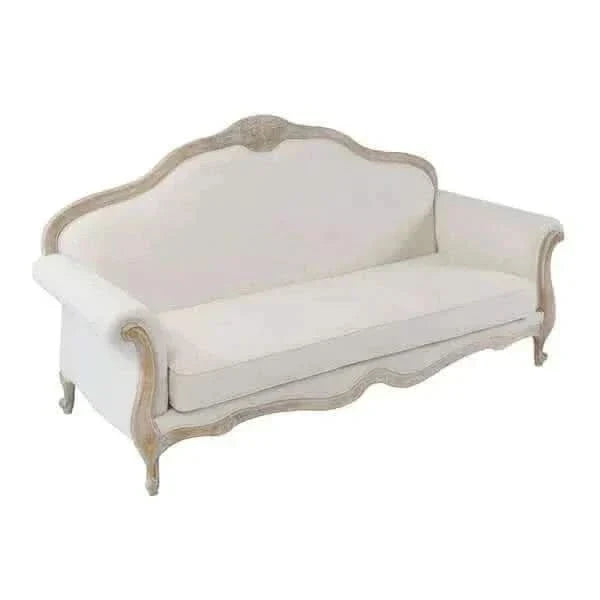 Oak Wood White Washed Finish Rolled Armrest 3+2 Seater Royal Sofa Set