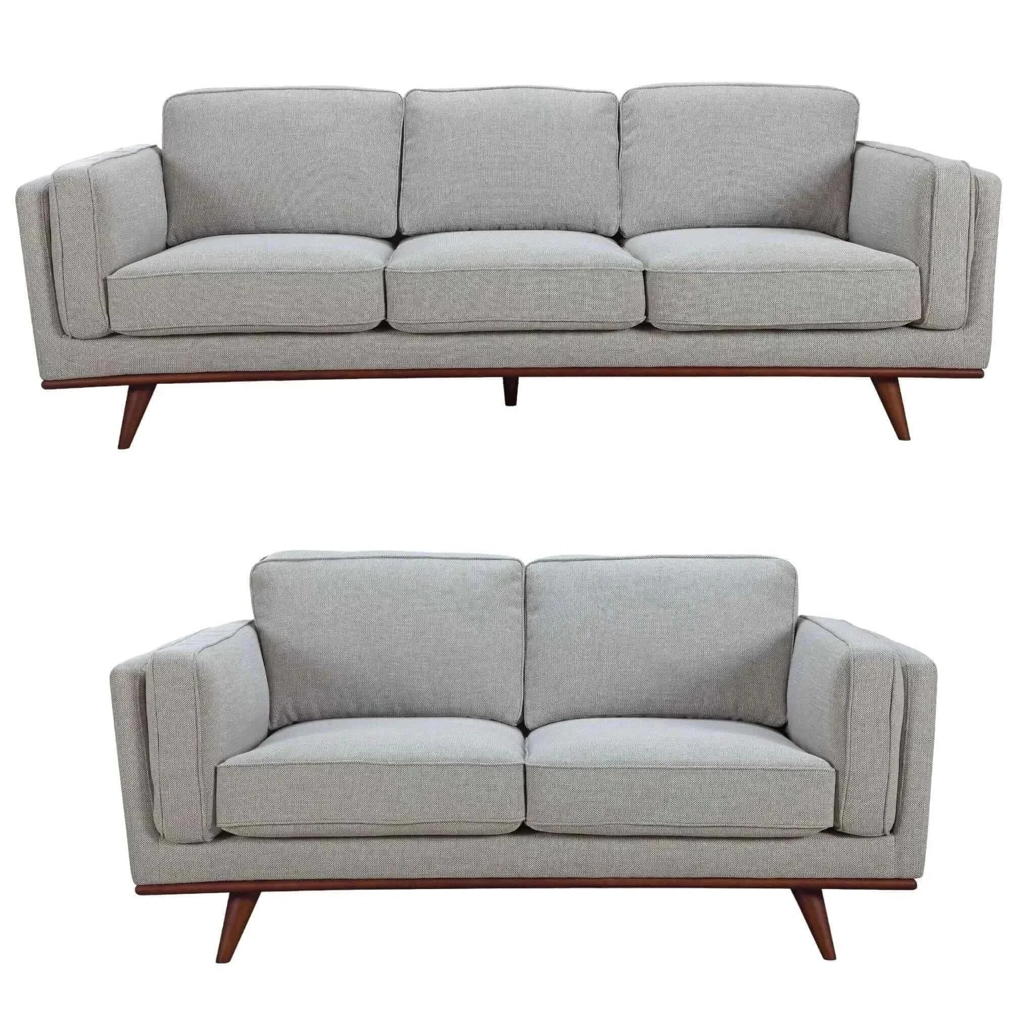 Petalsoft Fabric Upholstered 2 and 3 Seater Sofa Set - Grey