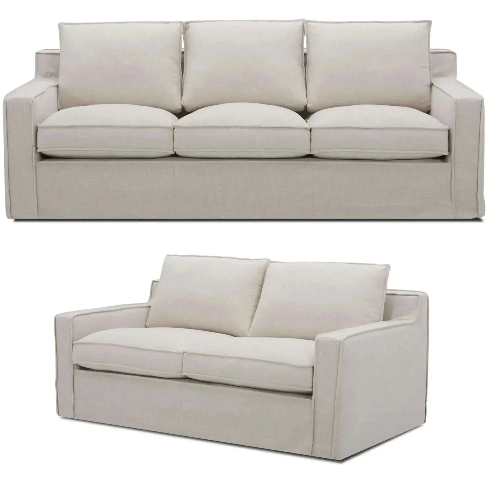 Plushy 2 + 3 Seater Fabric Upholstered Sofa Set - Stone