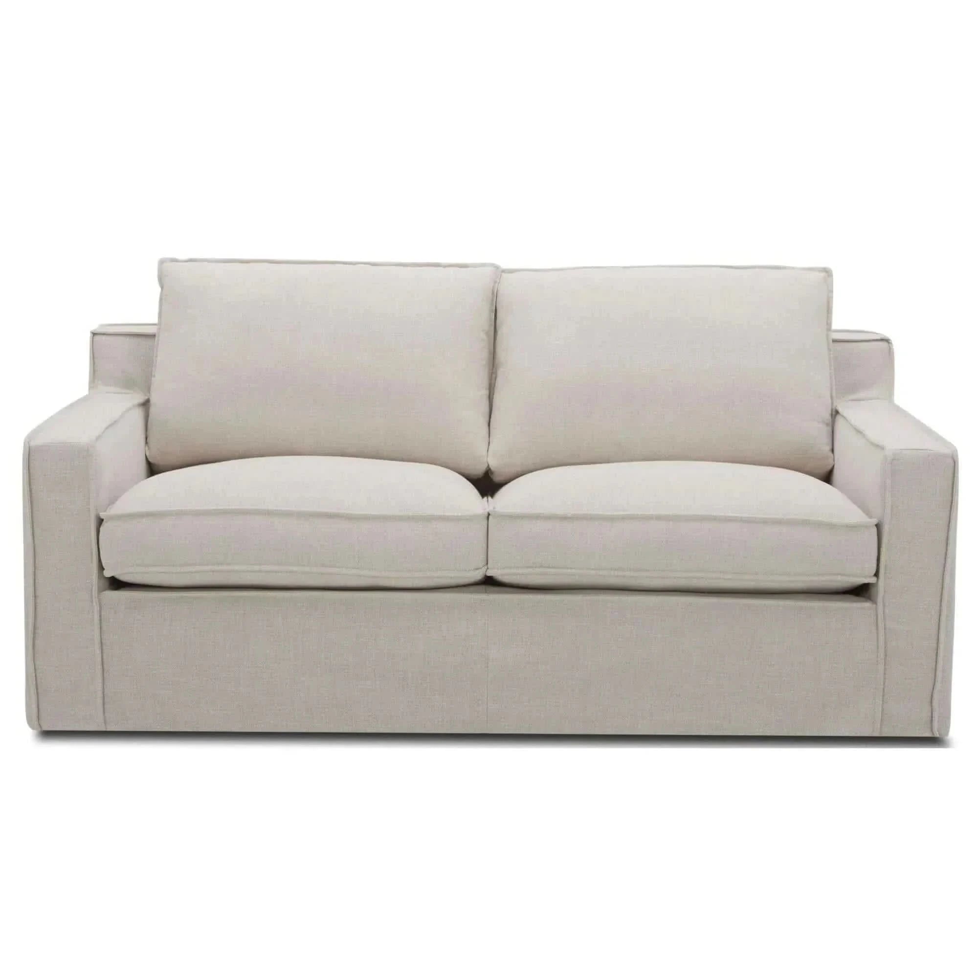 Plushy Upholstered 2 Seater Sofa Fabric Couch - Stone
