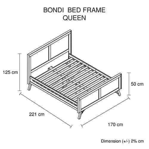 Wooden Bed Frame Queen Size with Medium High Headboard