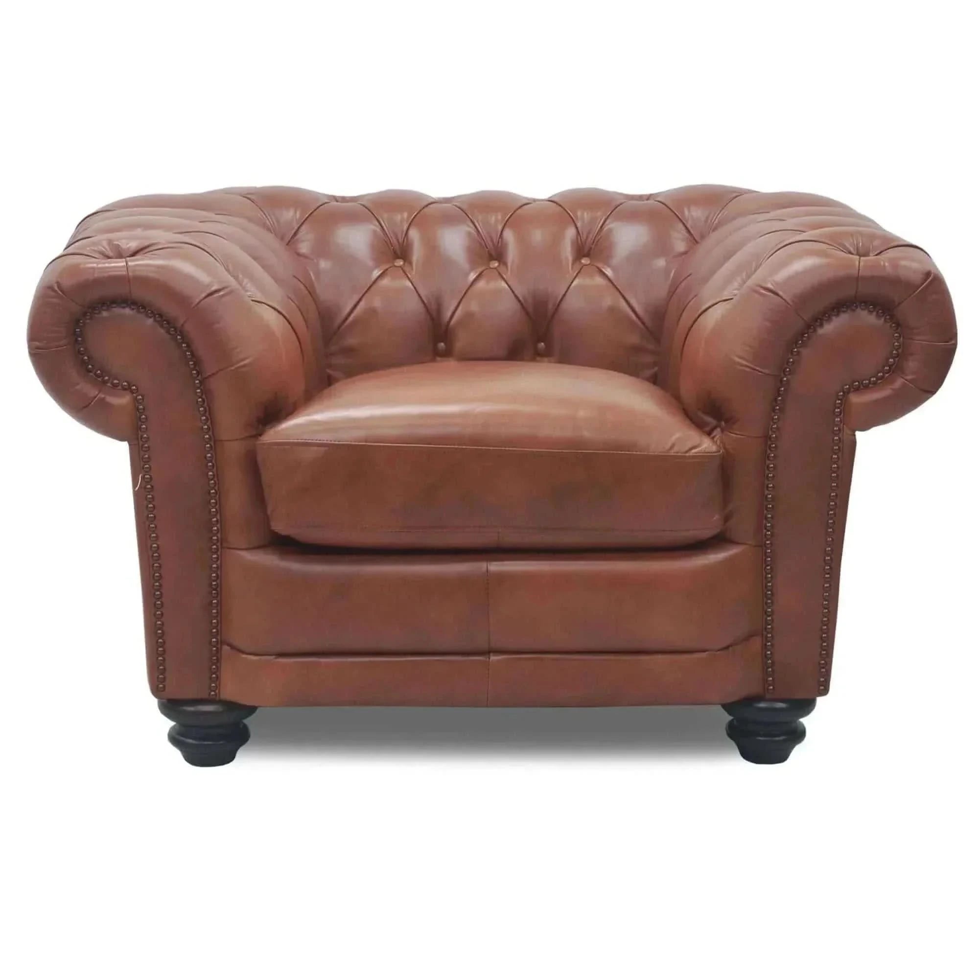 Sonny Genuine Leather Chesterfield 2pc Single Seat Sofa Set - Buttersc