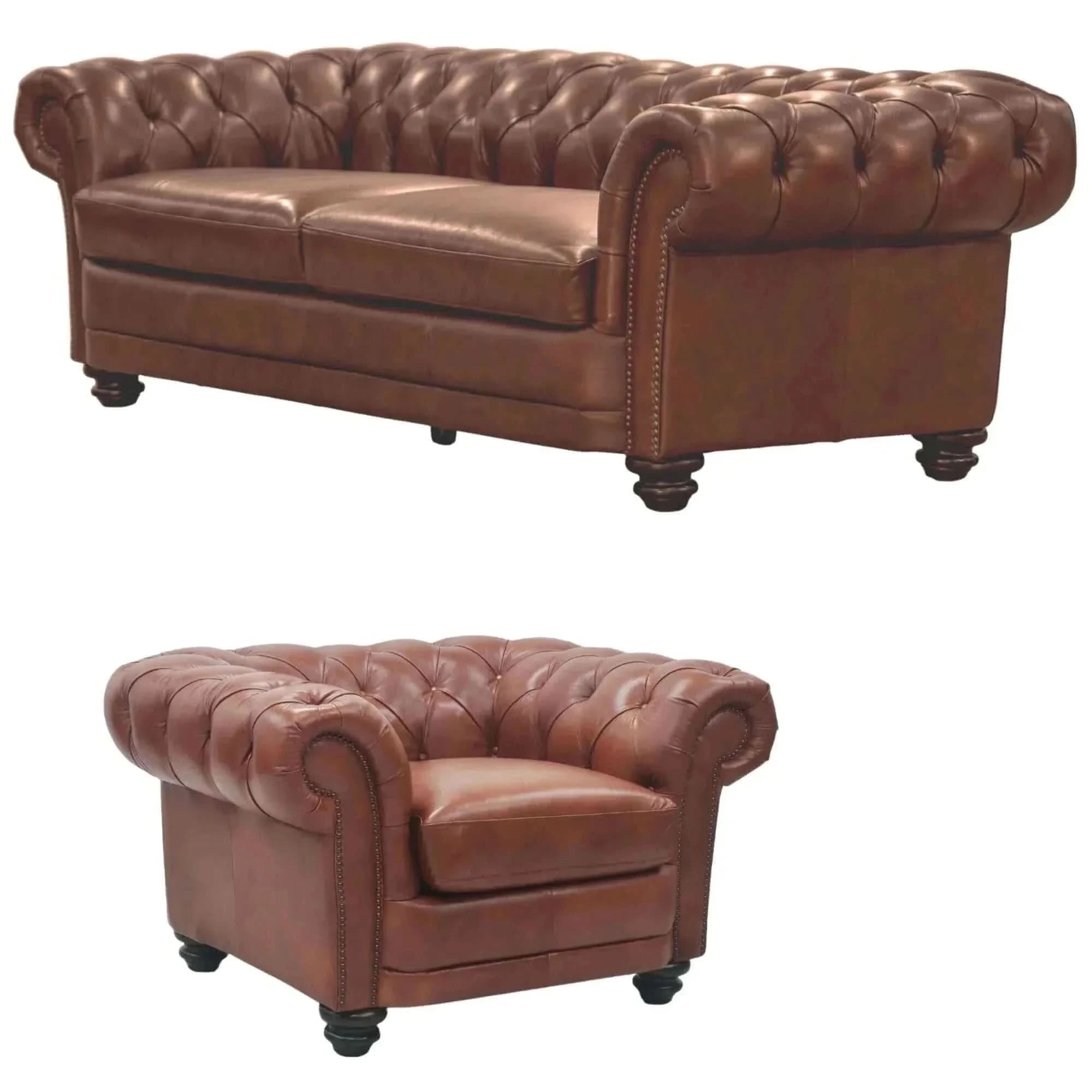 Sonny Genuine Leather 3 1 Chesterfield Sofa Couch - Butterscotch