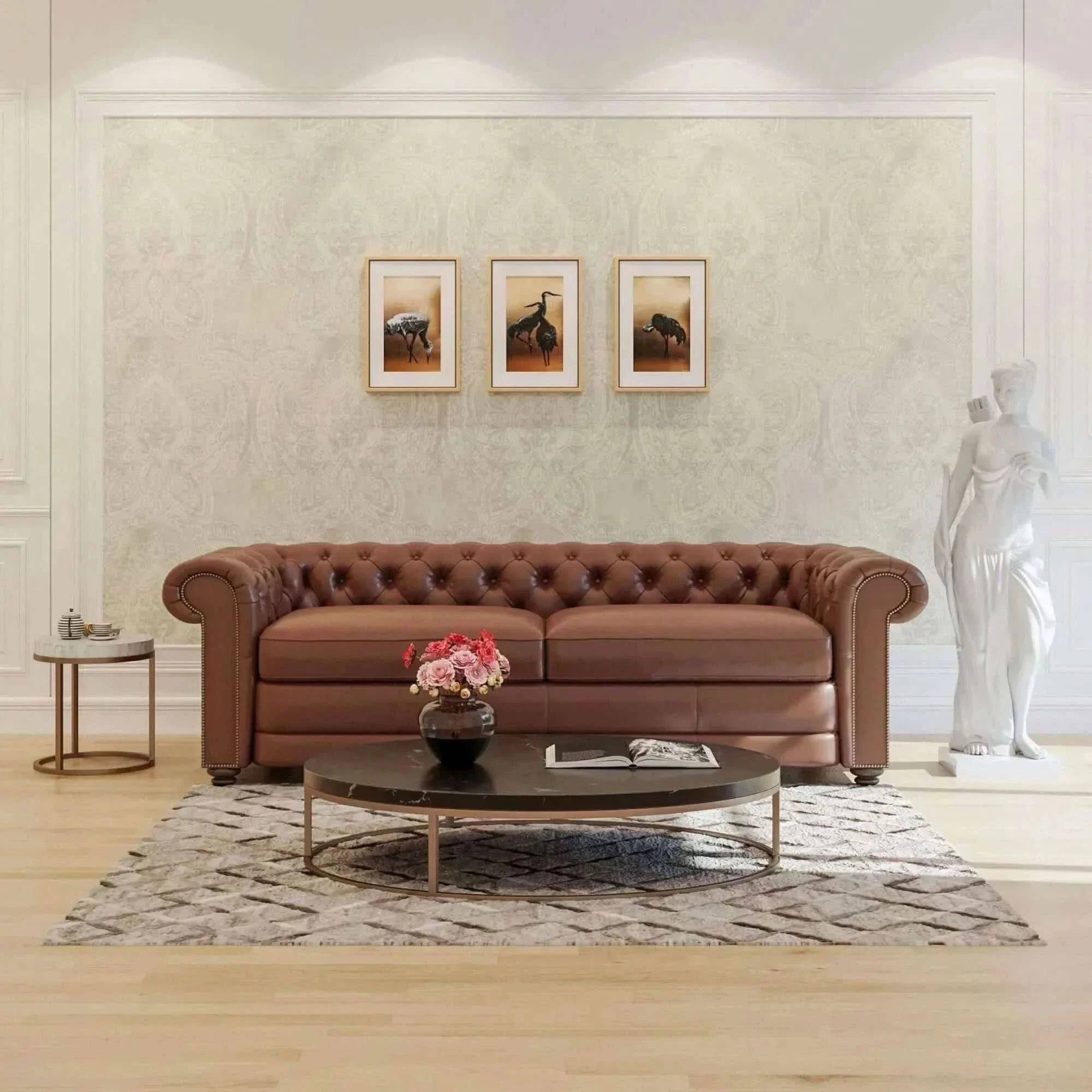 Sonny 3+2.5+1 Seater Genuine Leather Chesterfield Sofa Set for Living