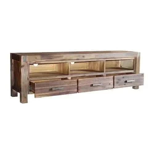 Solid Wood Entertainment Center 3 Storage Drawers with Shelf