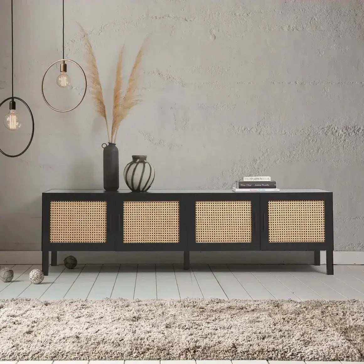 Top Picks for a Stylish Black Rattan TV Unit-Upinteriors