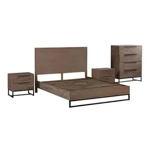 4 Pieces Queen Size Premium Bedroom Set - Oak Colour