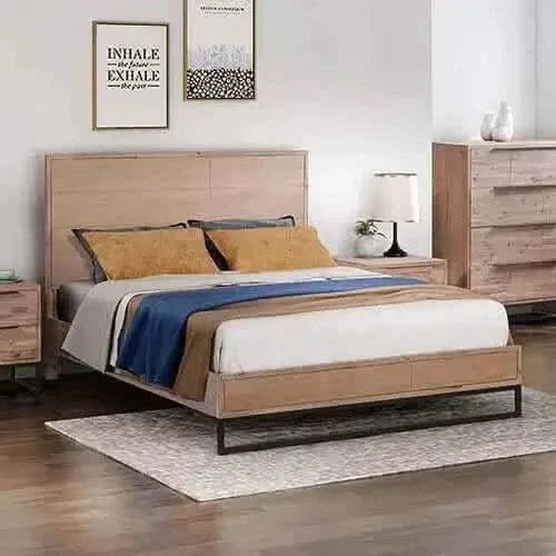 4 Pieces Queen Size Premium Bedroom Set - Oak Colour