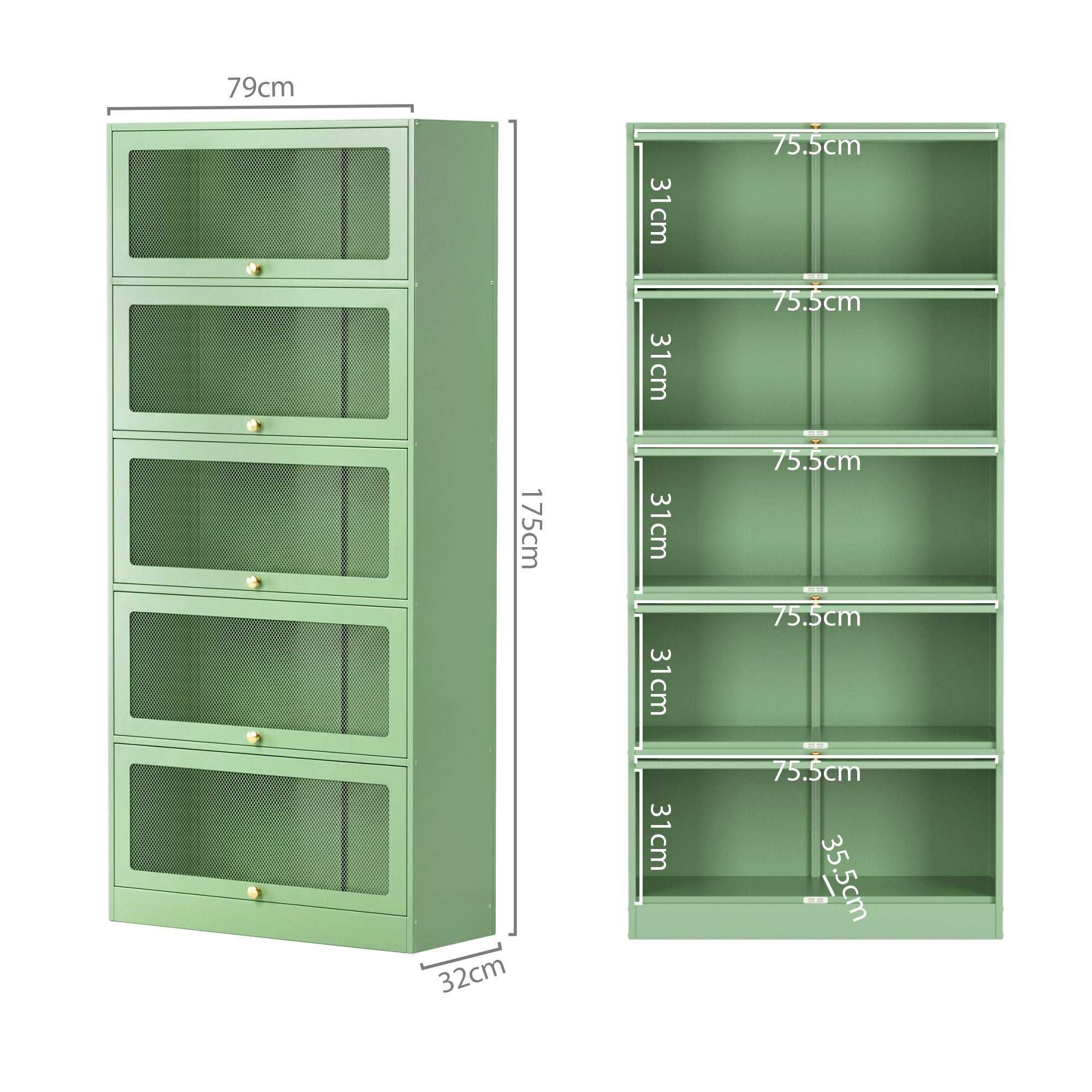 Artiss 2x Buffet Sideboard Cabinet Storage Cupboard Mesh Doors Metal ELIA Green