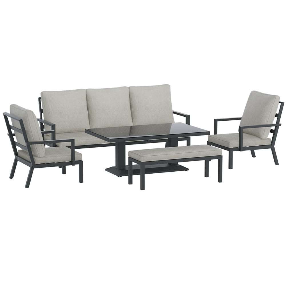 Gardeon 5-Piece Outdoor Furniture Setting Table Chair and Aluminium So