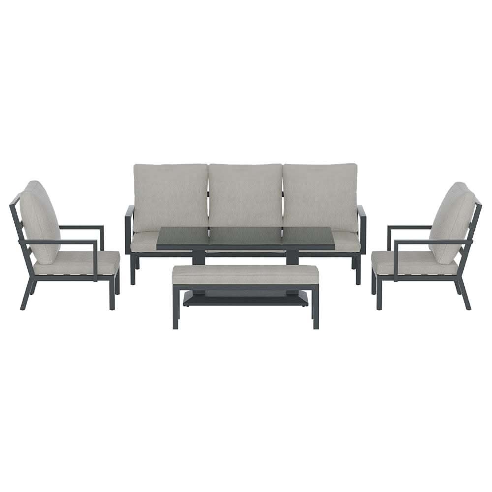 Gardeon 5-Piece Outdoor Furniture Setting Table Chair and Aluminium So