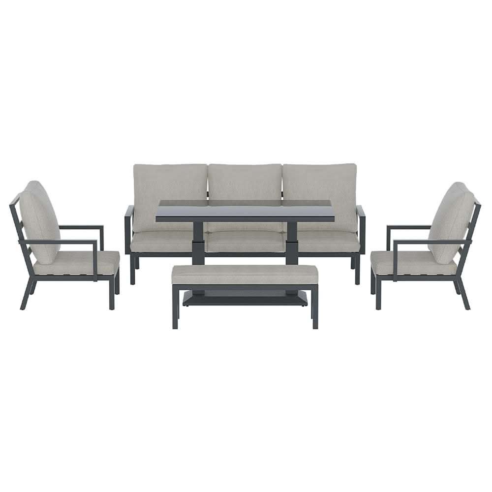 Gardeon 5-Piece Outdoor Furniture Setting Table Chair and Aluminium So