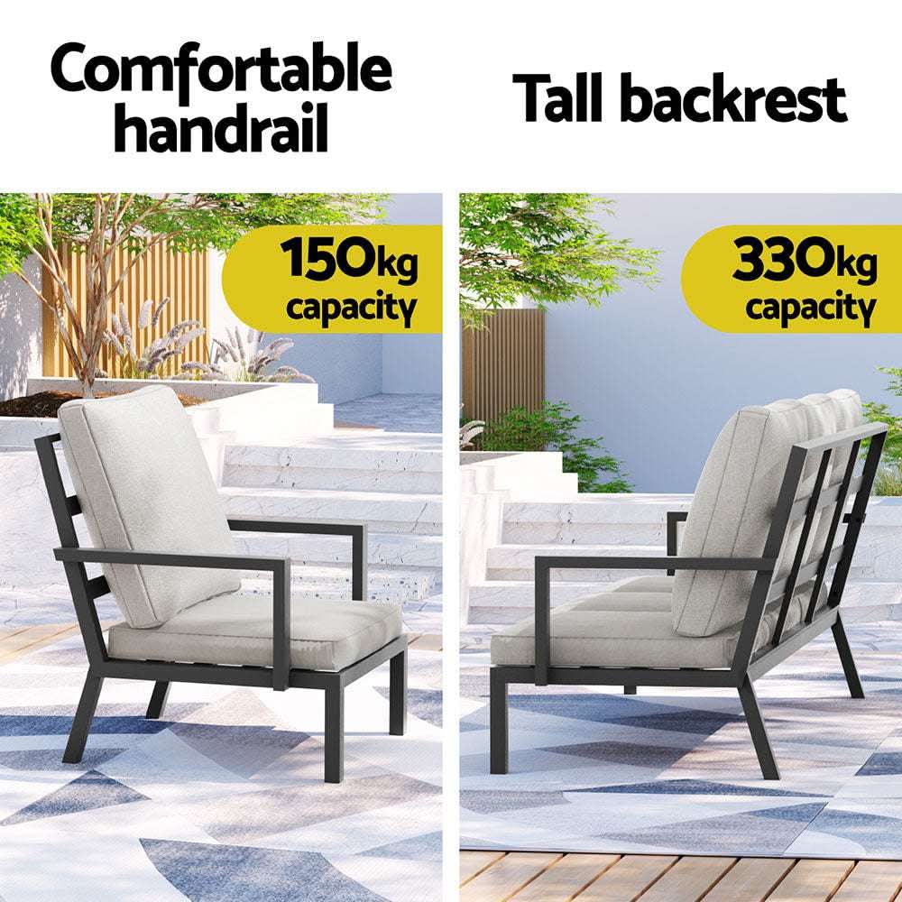 Gardeon 5-Piece Outdoor Furniture Setting Table Chair and Aluminium So