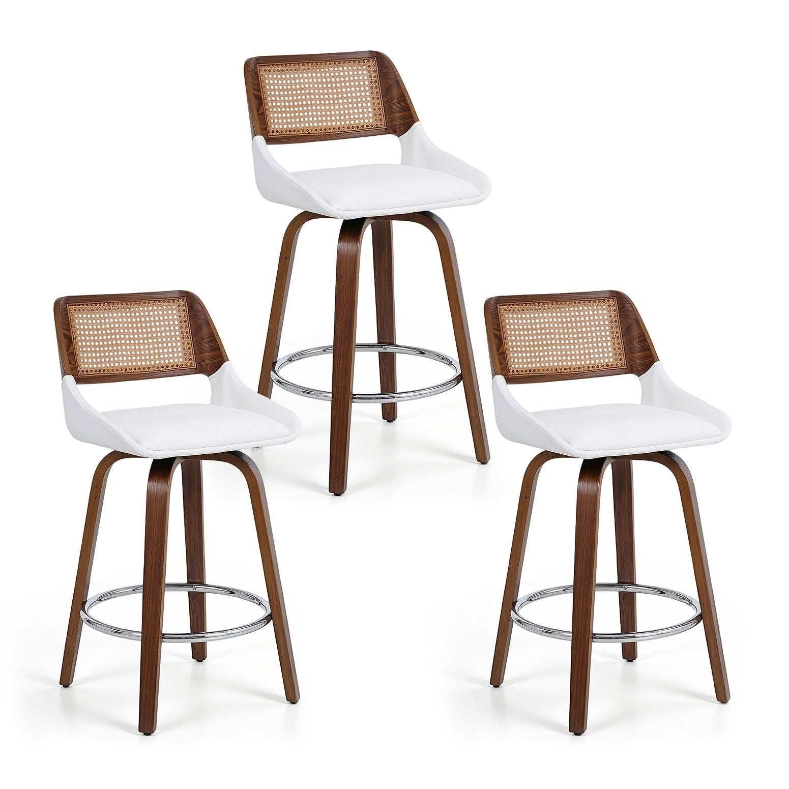 Artiss Wooden Bar Stools Set of 3 Swivel Kitchen Counter Stool Chair 60cm Seat Height