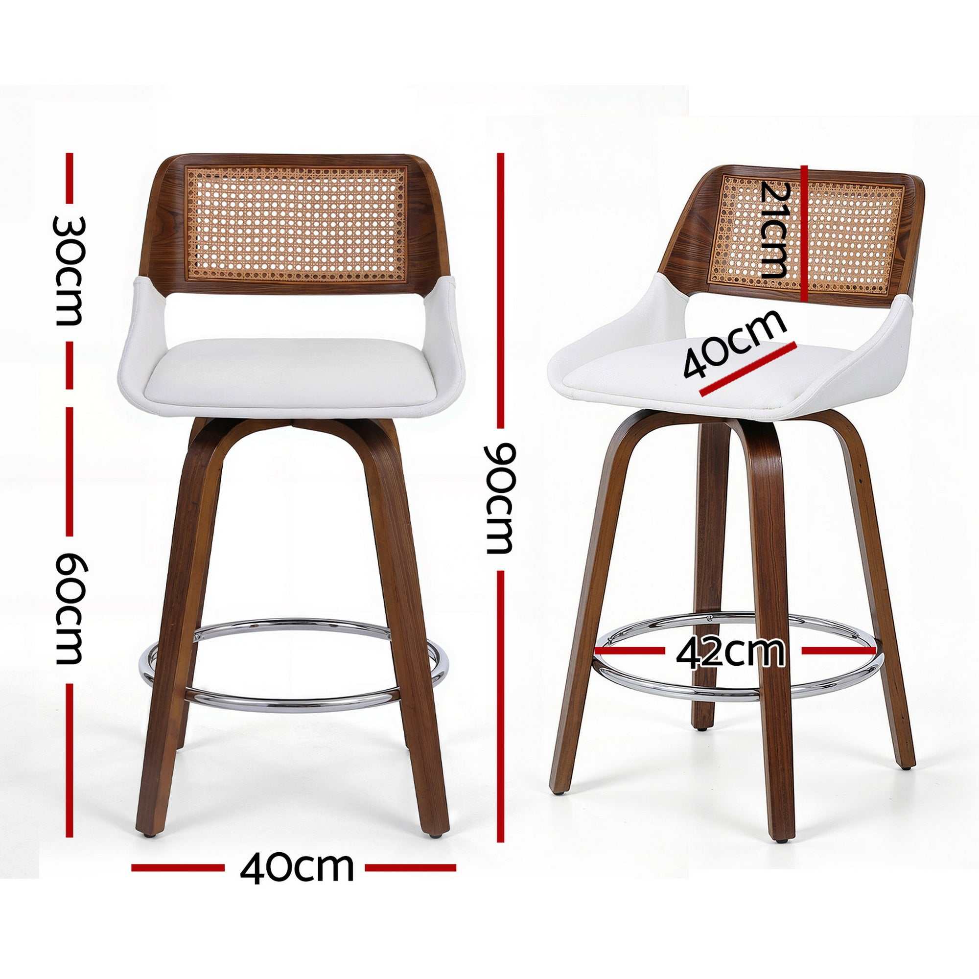 Artiss Wooden Bar Stools Set of 4 Swivel 60cm Seat Height