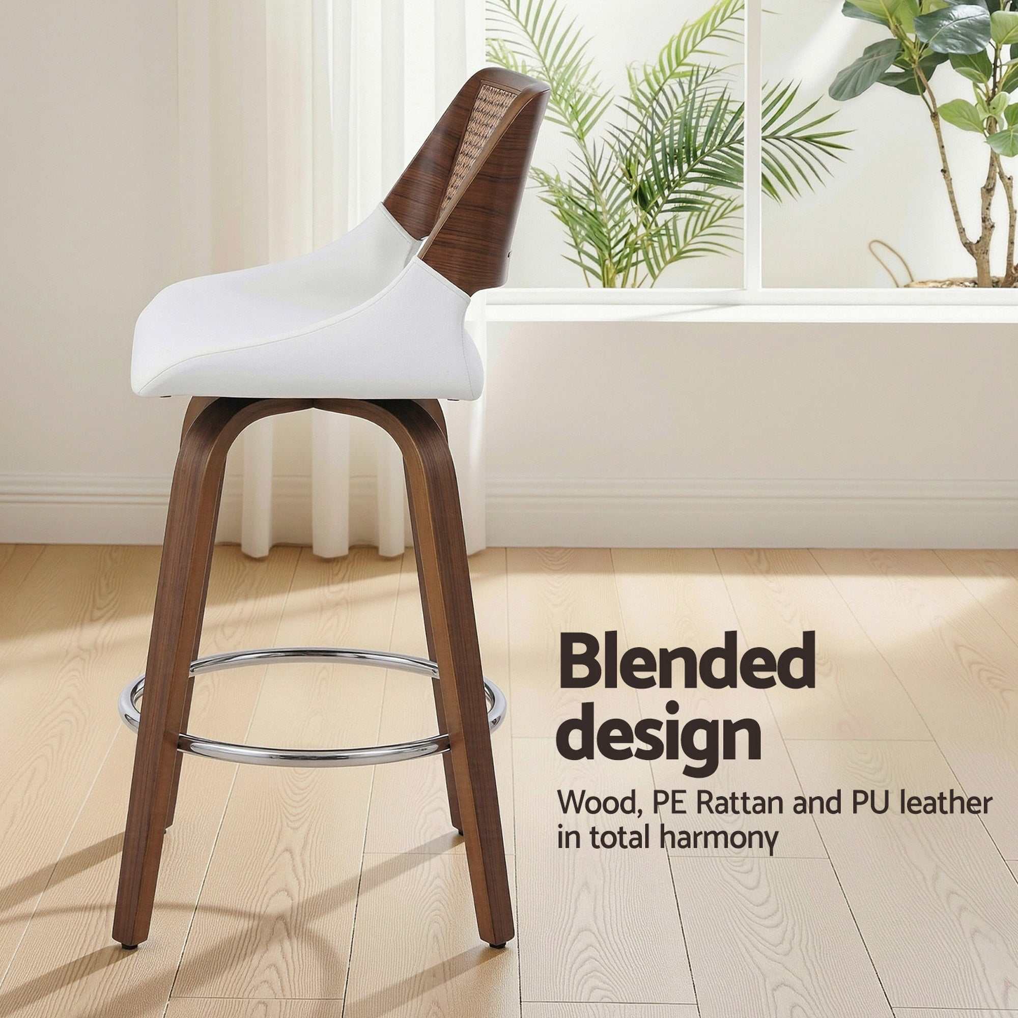 Artiss Wooden Bar Stools Set of 4 Swivel 60cm Seat Height