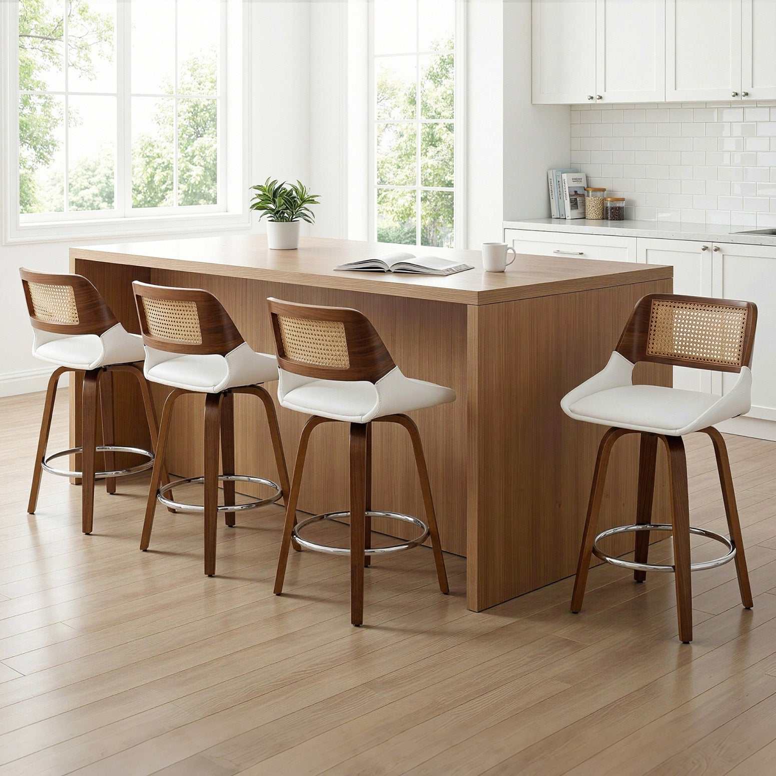 Artiss Wooden Bar Stools Set of 4 Swivel 60cm Seat Height