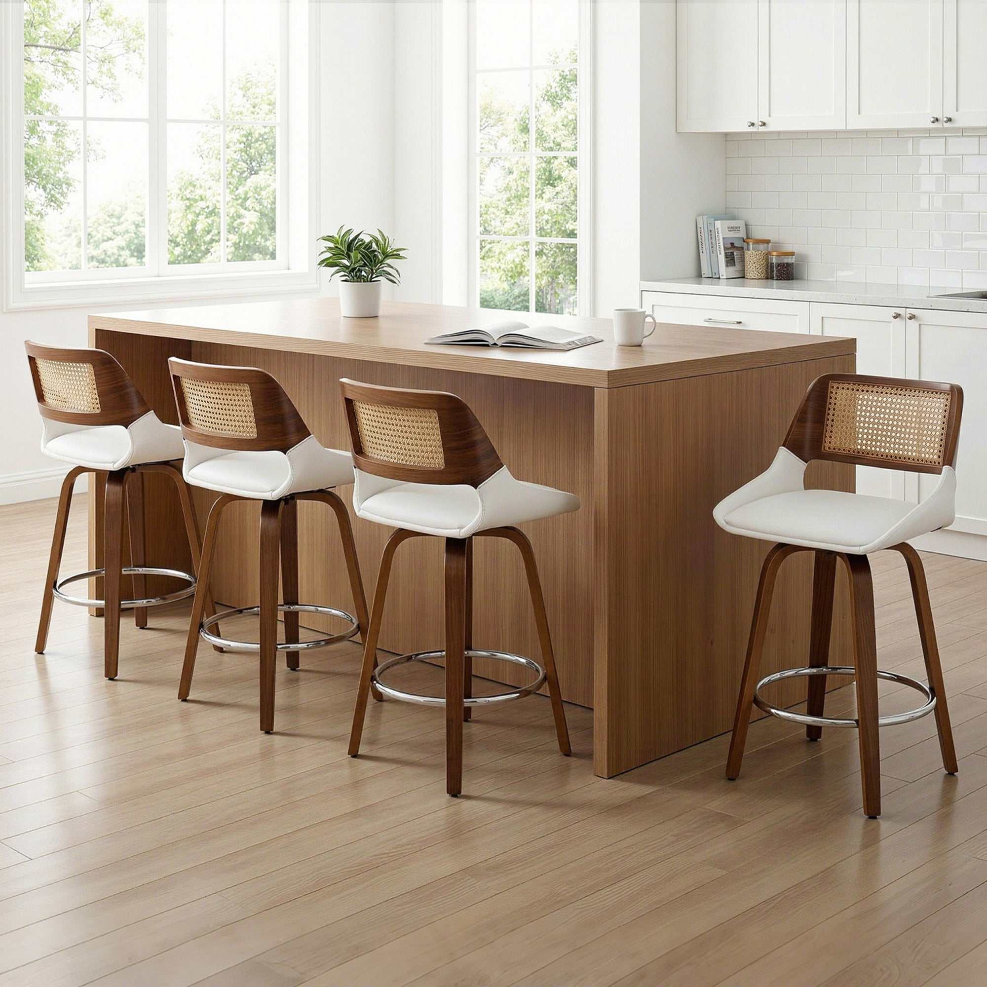 Artiss Wooden Bar Stools Set of 4 Swivel 60cm Seat Height