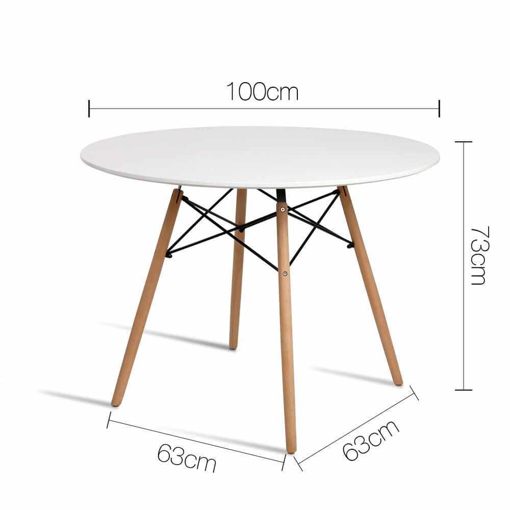 100CM Dining Table Round 4 Seater - White