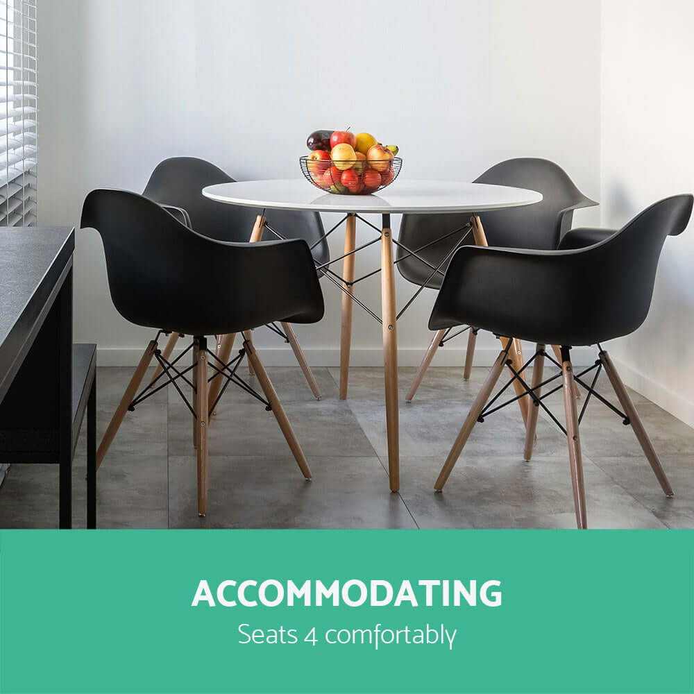 100CM Dining Table Round 4 Seater - White