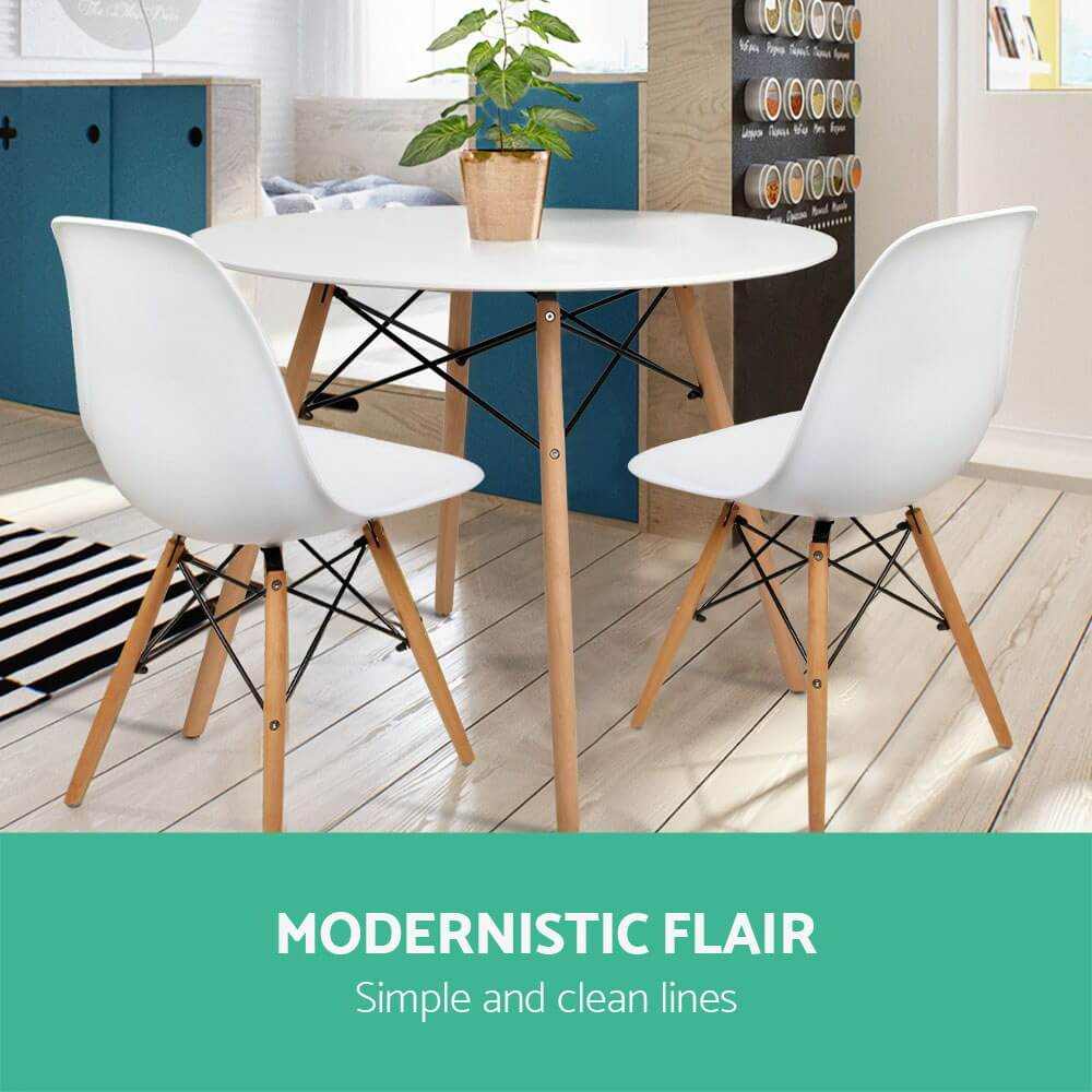 100CM Dining Table Round 4 Seater - White