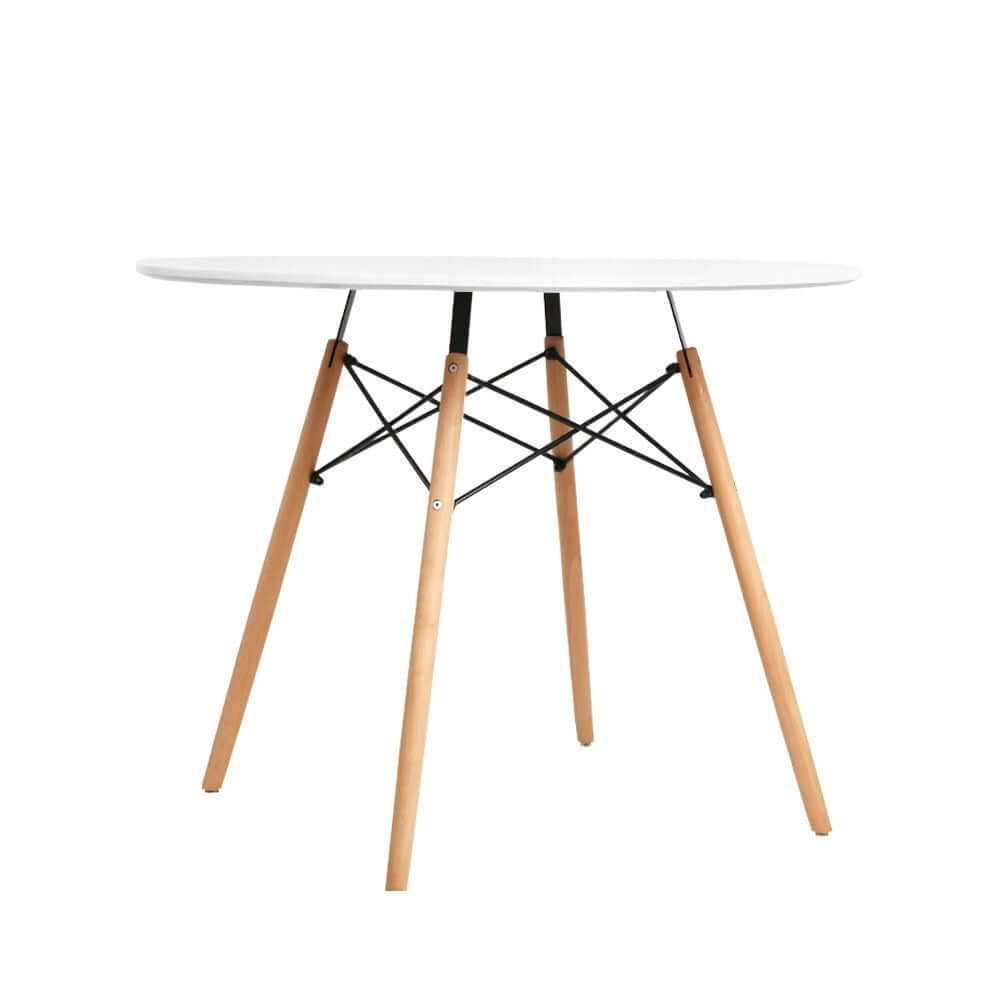 4 Seater 90CM Round Dining Table - White