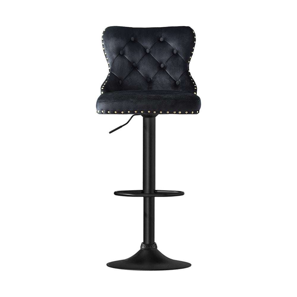 Artiss 4x Velvet Bar Stool Adjustable Height Nailhead Trim Kitchen Counter Stool