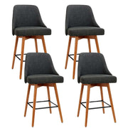 Artiss 4x Bar Stools Swivel Seat Wooden Charcoal