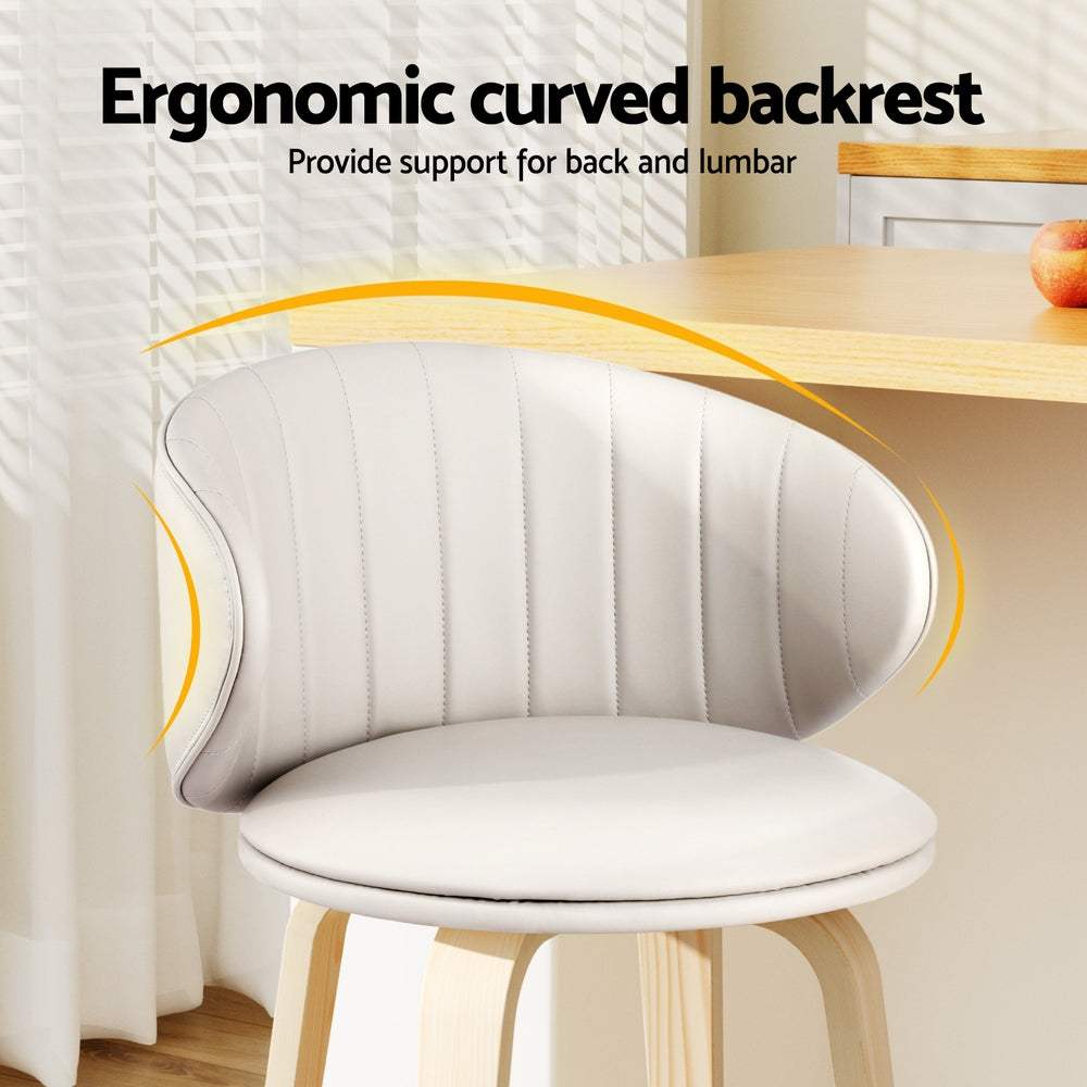 Ergonomic Artiss Bar Stools with curved backrest and padded seat in PU leather.