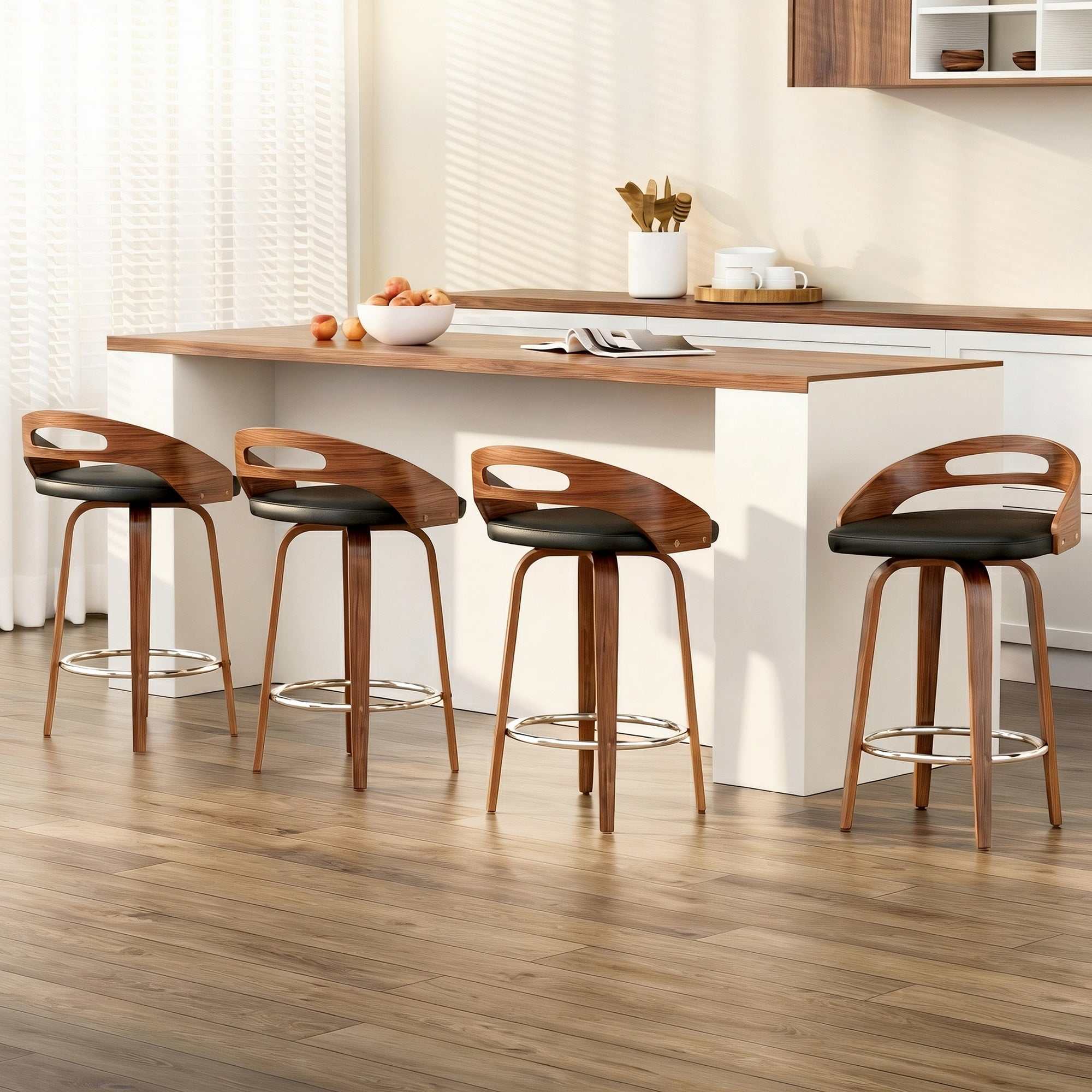 Artiss 4x Bar Stools Swivel Dining Chairs Low Back Counter Seat PU Cushion