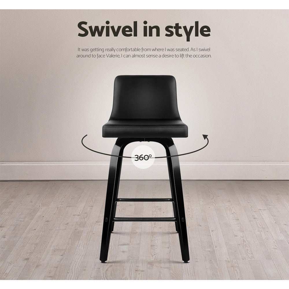 Artiss Bar Stools Kitchen Leather Barstools Swivel Wooden Chairs X4