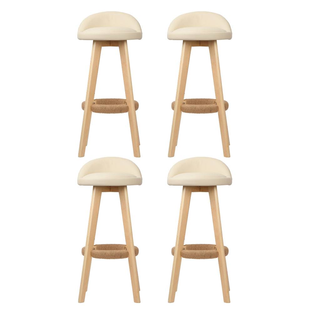 Dalvey 4x Padded Leather Counter Stools - Beige