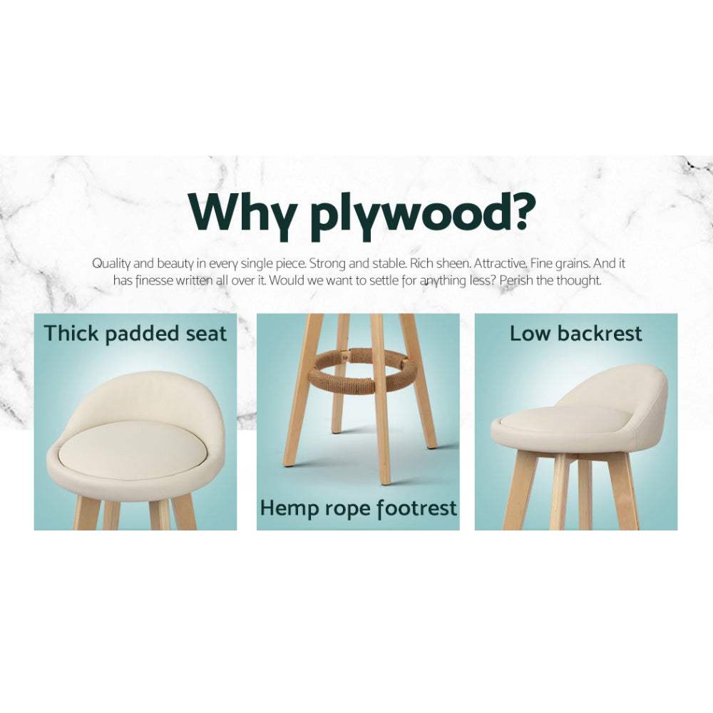 Dalvey 4x Padded Leather Counter Stools - Beige