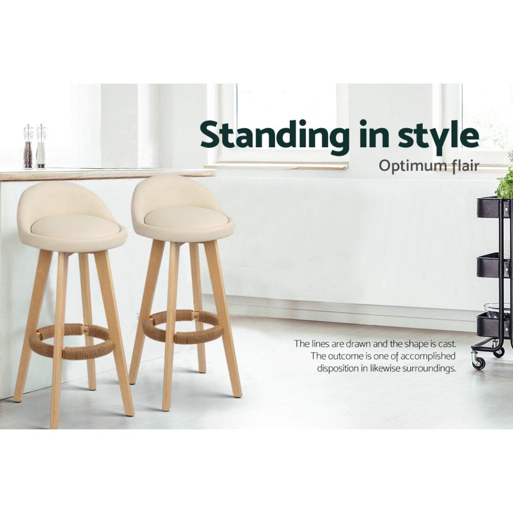 Dalvey 4x Padded Leather Counter Stools - Beige