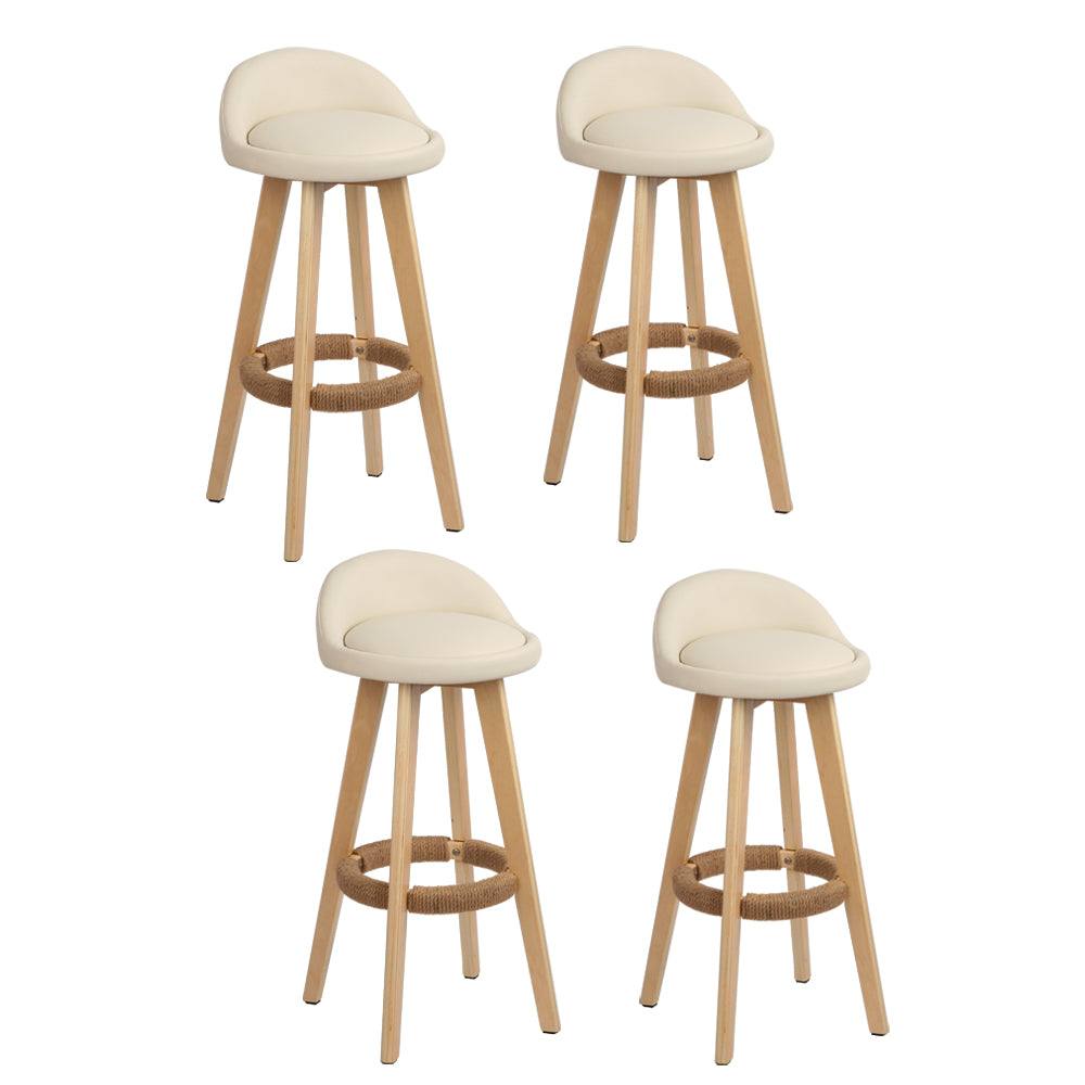 Dalvey 4x Padded Leather Counter Stools - Beige