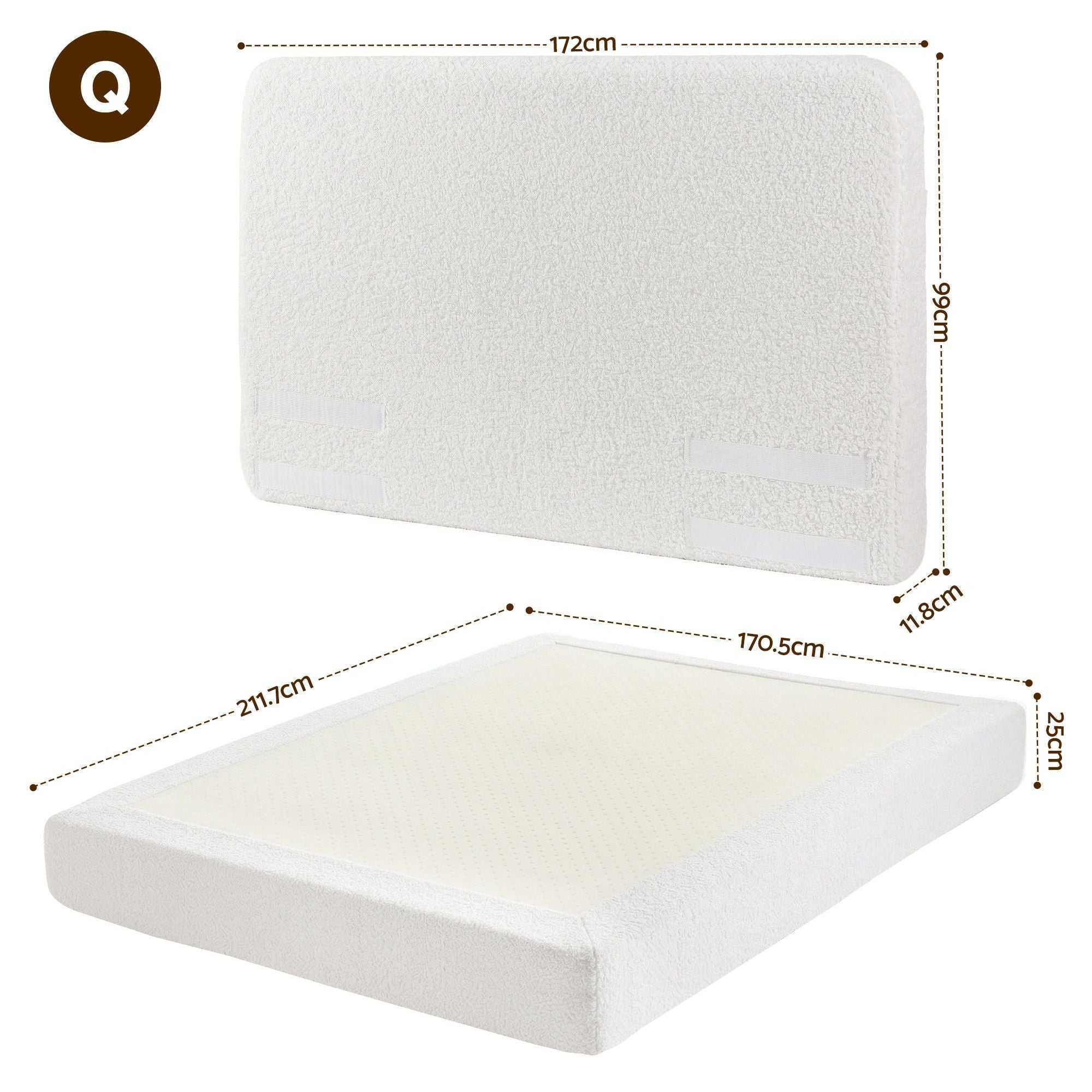Artiss Queen Bed Frame Boucle Fabric Vacuum Compressed Beds Washable Cover No-Assembly