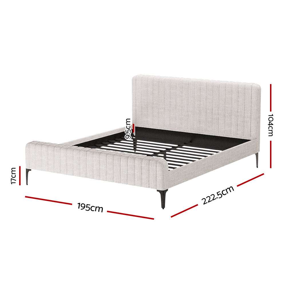 Artiss BedStory King Bed Frame with Mattress Set Platform Base Pocket Coil Linen Upholstered