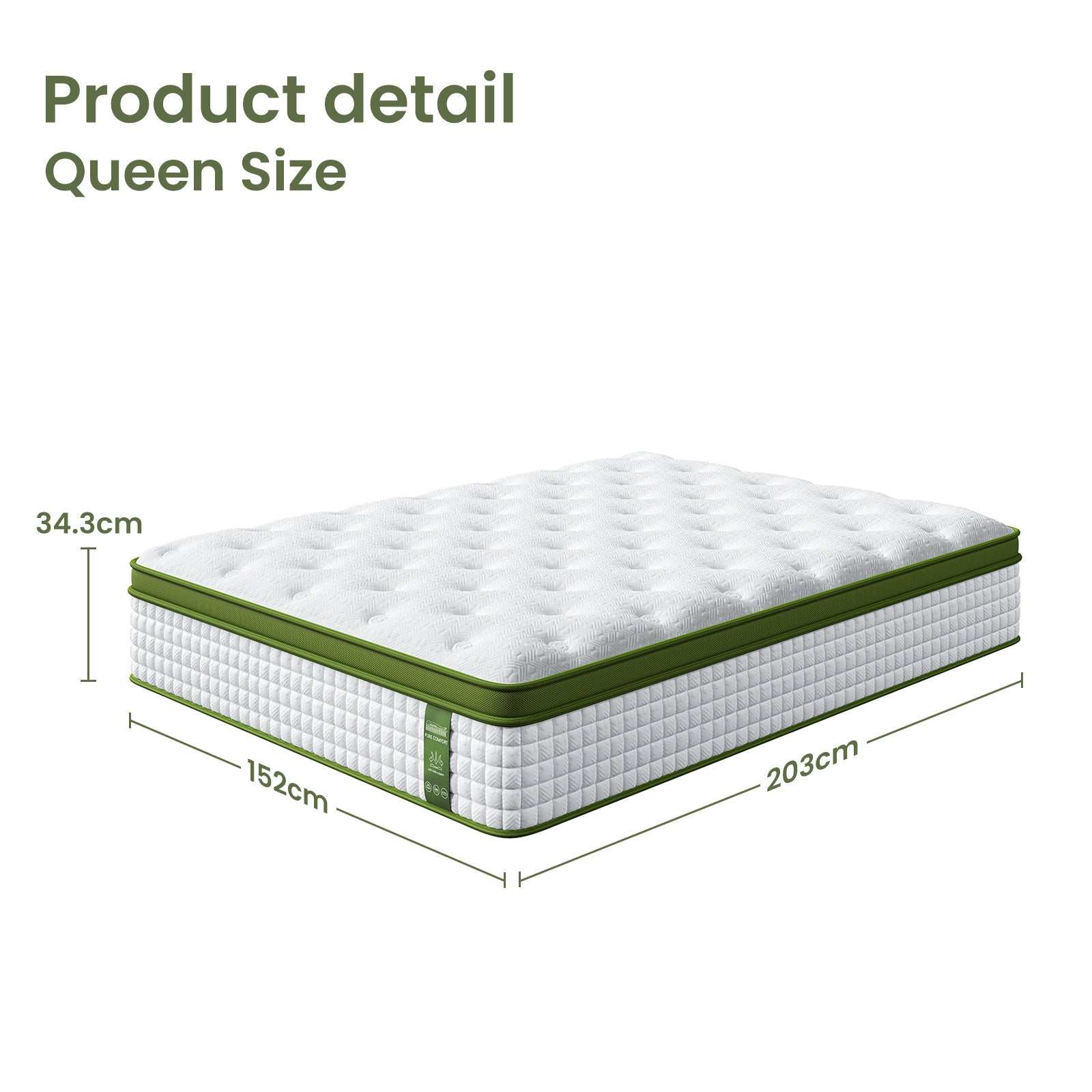 Artiss BedStory Queen Bed Frame with Mattress Set Platform Base Pocket Coil Linen Upholstered