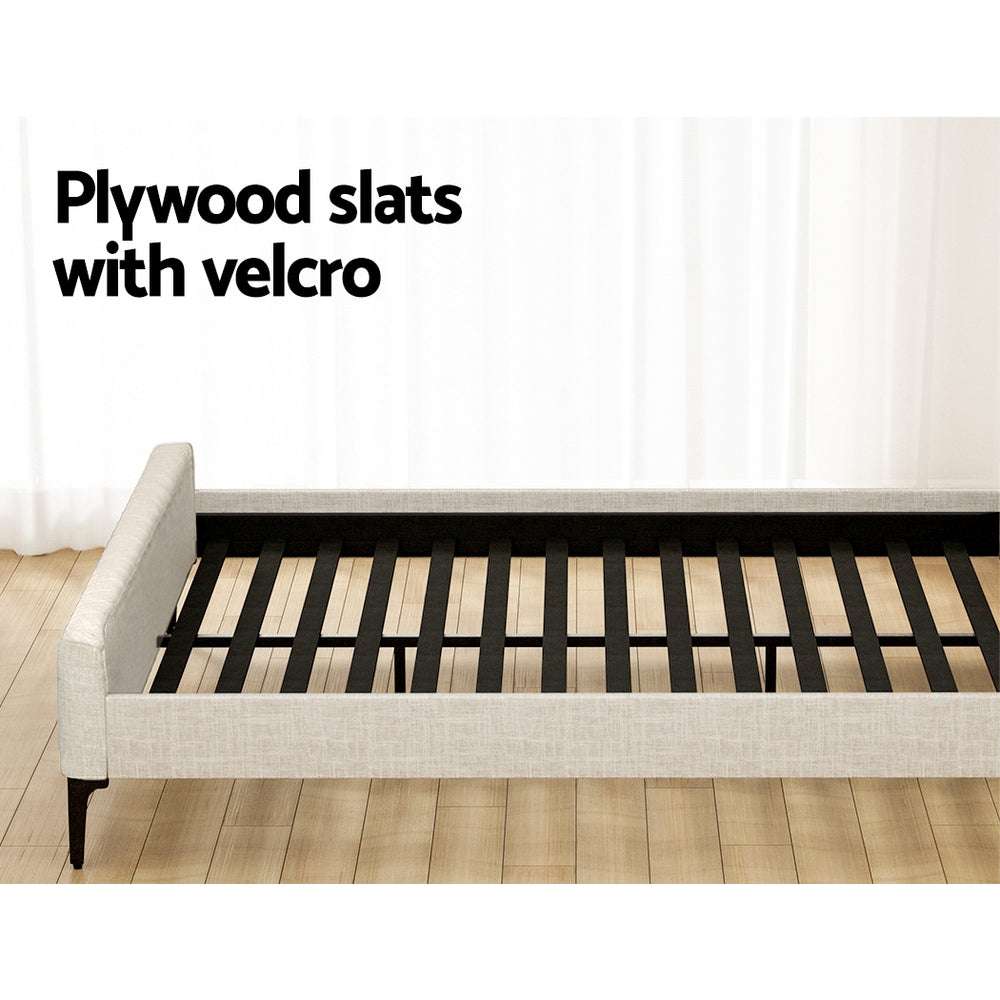 Artiss BedStory Queen Bed Frame with Mattress Set Platform Base Pocket Coil Linen Upholstered