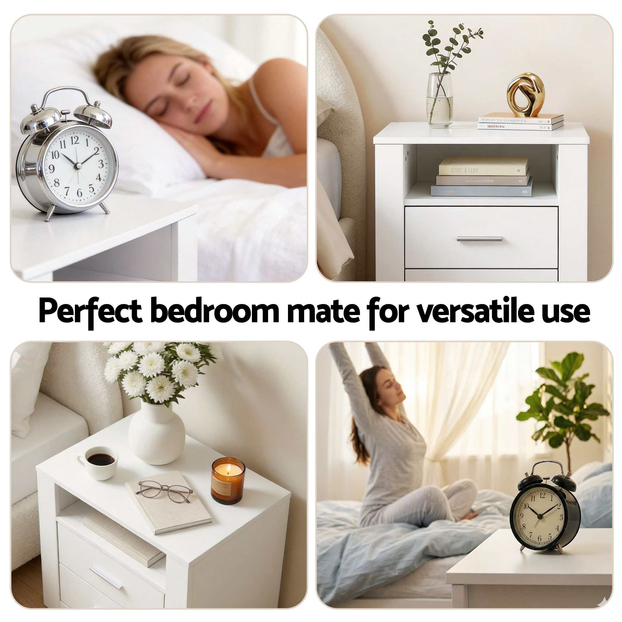 Artiss Queen Bed Frame with Storage and Bedside Table Set Boucle Fabric Gas Lift Bed Base 2-Drawer Nightstand