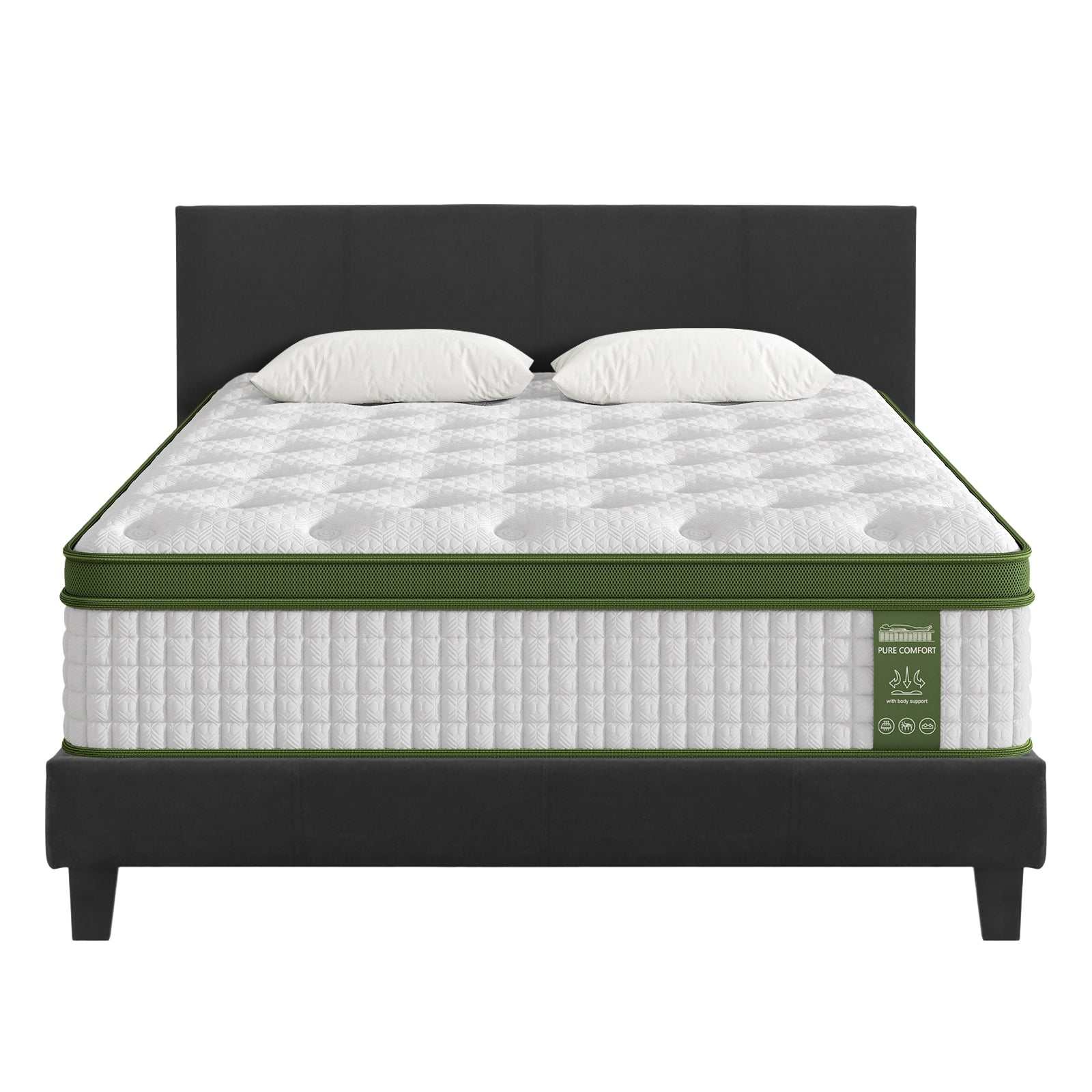 Artiss BedStory Double Bed Frame Mattress Set Platform Upholstered Hybrid Pocket Coil